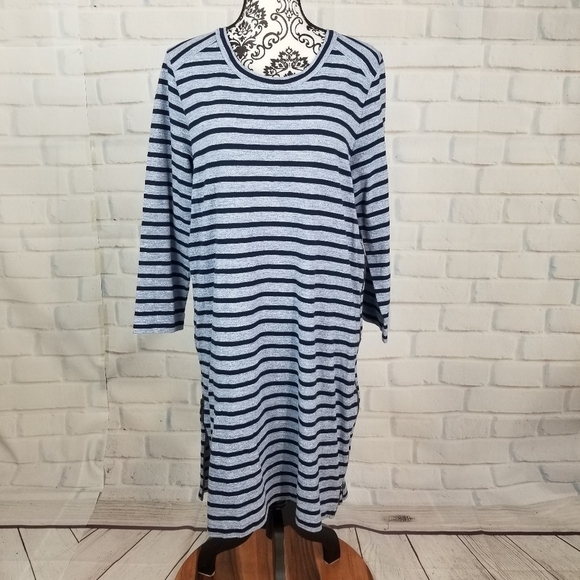 J Crew sz l stripe print side zip stretch dress